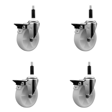 Service Caster 5'' Nylon Swivel 7/8'' Expanding Stem Caster Set with Brake, 4PK SCC-EX20S514-NYS-PLB-78-4